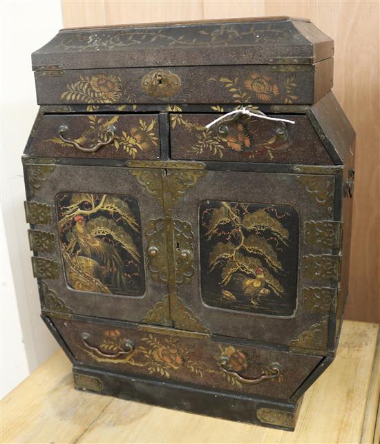 A Japanese lacquer table cabinet, H.45cm